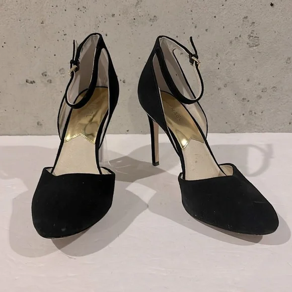 Michael Michael Kors Black Suede Georgia Ankle Strap Almond-Toe Pump - Size 9.5 - Picture 1 of 10
